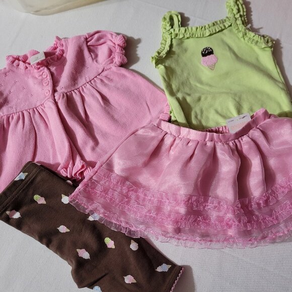 Gymboree Ice Cream Shop 3-6 month NWT skort, capri,Used sweater,NWT 0-3 bodysuit